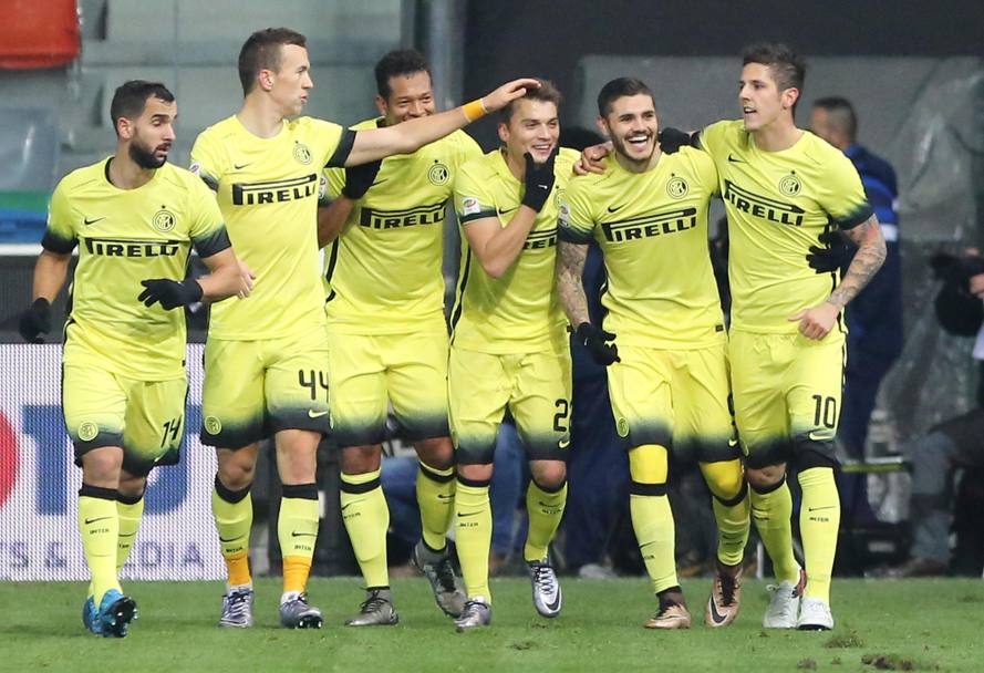 L&#39;Inter domina a Udine: 4-0. Dopo il gol di Icardi, Ljajic esulta col gesto dell&#39; EpicBrozo. Ansa
